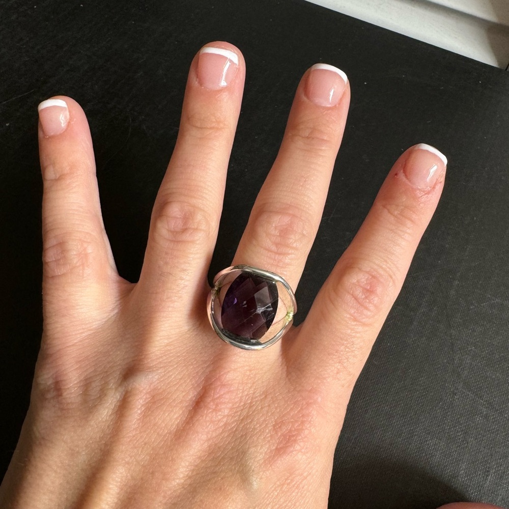 Silver Purple Stone Costume Ring